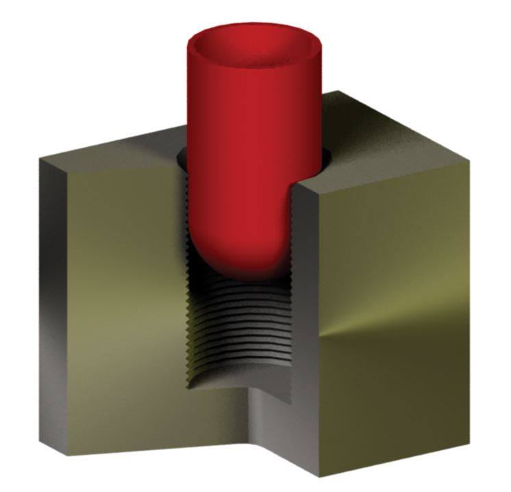 Diagram showing an industrial masking plug installed on a part